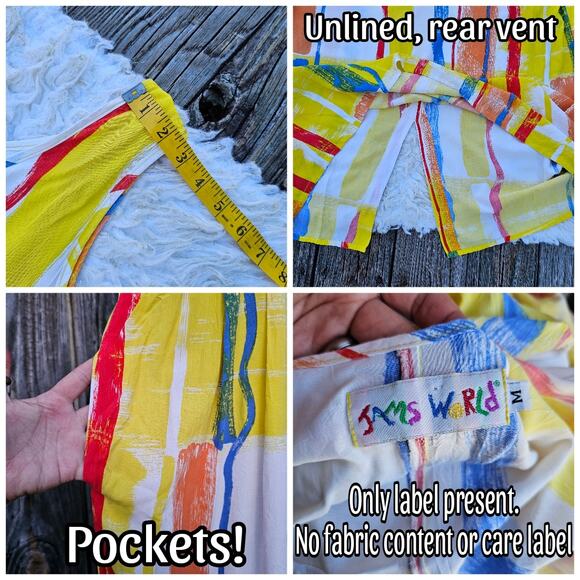 Vtg Jams World Janice Dress M Primary Stripe Yellow Kidcore Sleeveless Vintage - Picture 4 of 8